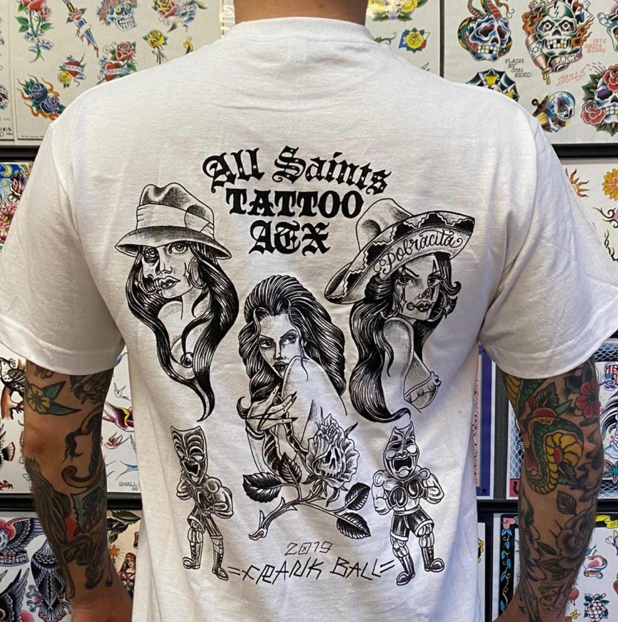 All Saints Tattoo ATX Tee Shirt